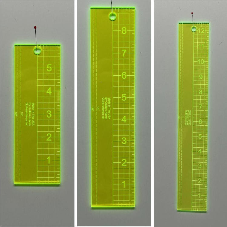 Quilters Haven 6", 9" & 12" Seam Allowance Rulers Set of 3 , Quilters